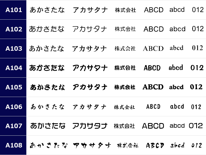 日本語書体サンプル