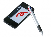 名入れボールペン｜タッチペン付3色ボールペン シルバー