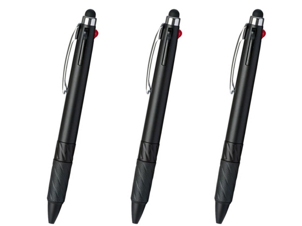名入れボールペン｜タッチペン付3色ボールペン ブラック