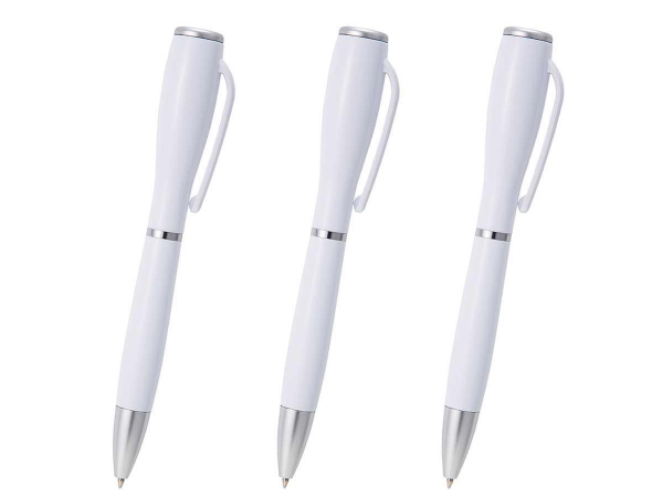 〈2カ所印刷〉LEDライト付きボールペン ホワイトVer3