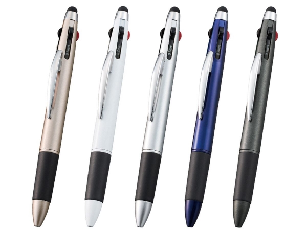 名入れボールペン｜タッチペン付3色+1色スリムペン(再生ABS)