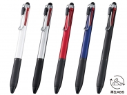 名入れボールペン｜タッチペン付メタルクリップ3色ボールペン(再生ABS)